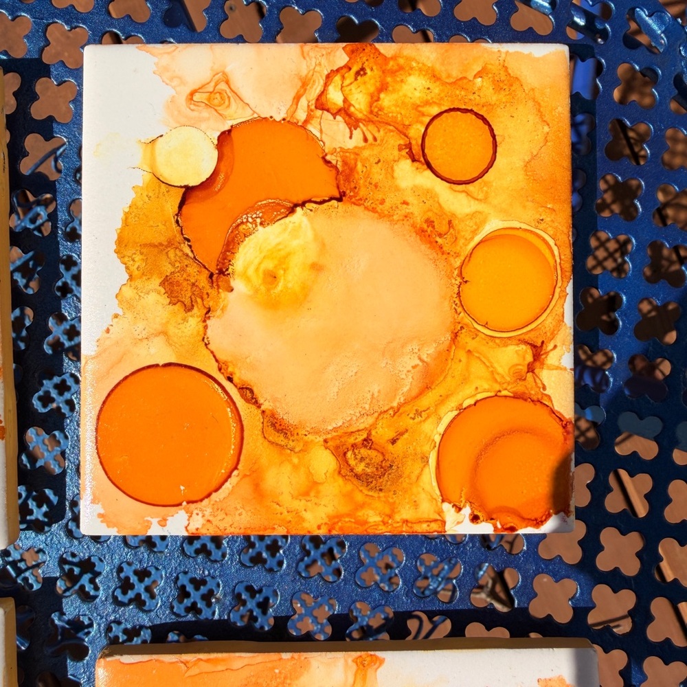Orange Abstract Coasters Set - Picture 6 of 7